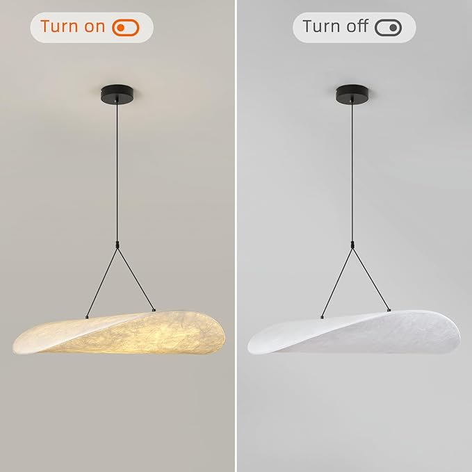 Japanese Wabi-Sabi Pendant Light, 27.56-Inch Imitation Silk Lampshade, Adjustable Height Hanging Lighting Suitable For Kitchen Island Foyer Lighting Fixtures , Living Room Lights Ceiling Decorations
