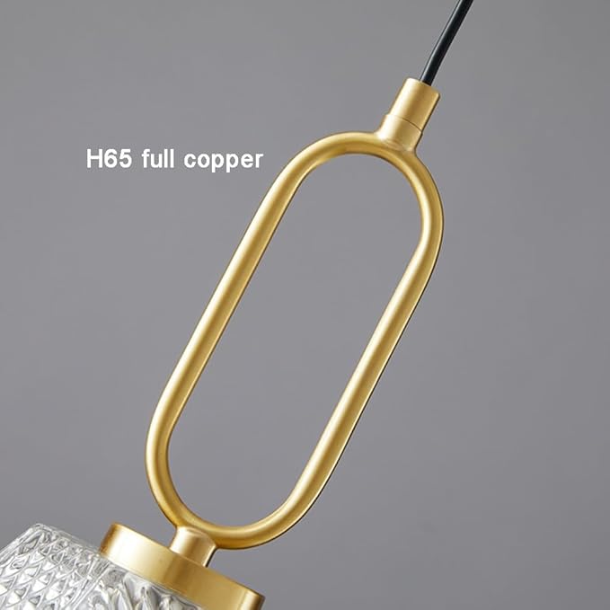Modern Gold Hexagonal Pendant Light Contemporary Clear Glass Pendant Lamp Minimalist Bedside Hanging Lamp for Kitchen Island Bedroom Bedside Accent Lighting