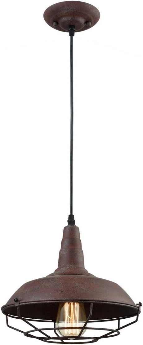 DAYCENT Barn Style Pendant Light Farmhouse Caged Pendant Lighting Industrial Metal Wire Hanging Pendant Light Barn Pendant Light Fixtures for Kitchen Island Hallway Foyer, Rust Finish