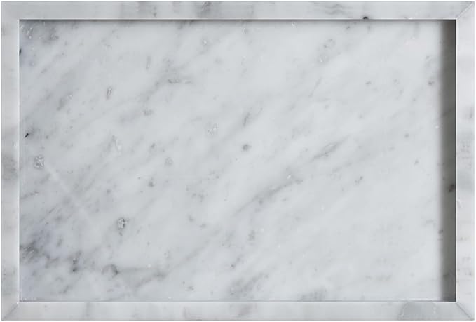 Large Bathroom Vanity Tray, Real Natural Marble Tray 12 inch, Carrara White Stone Toilet Tank Trays, Modern Dresser Trays, Countertop Organizer for Kitchen Counter, Soap Dispenser