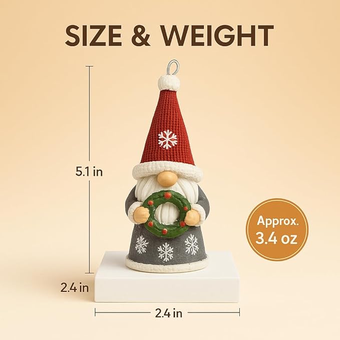 2-Pack Christmas Gnomes Hanging Ornaments, Hand-Painted Resin Decorations with Elastic Hanging Cord Lightweight Scandinavian Xmas Ornaments for Christmas Tree, Mantel & Gifts (Gnomes)