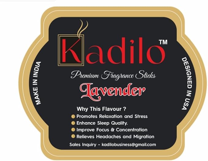 Kadilo Square Incense Sticks, 100 Count Pack with Natural Essential Oils, 1 Hour Burning Time, Hand Dipped, Free Wooden Burner (Lavender)