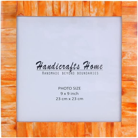 Handicrafts Home 6x6 Poster Frame - Orange Bone Inlay Classic Collection Wall Mount Decorative Picture Frame for Posters, Photos, Diplomas, Certificates, Art Work - Handmade Vintage Home Decor Gift