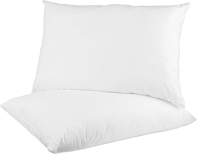 Digital Decor Premium Hotel Pillows, Made in USA Hypoallergenic Down‐Free Pillows with 100% Cotton Cover, Medium Firm Support for All Sleepers, Includes 2 Free Pillowcases, Set of 2, Standard 20"x26"