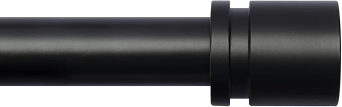 Curtain Rods for Windows 16 to 88 Inches Adjustable Length 1 Inch Diameter Window Curtain Rod with Aluminium Finials, Black