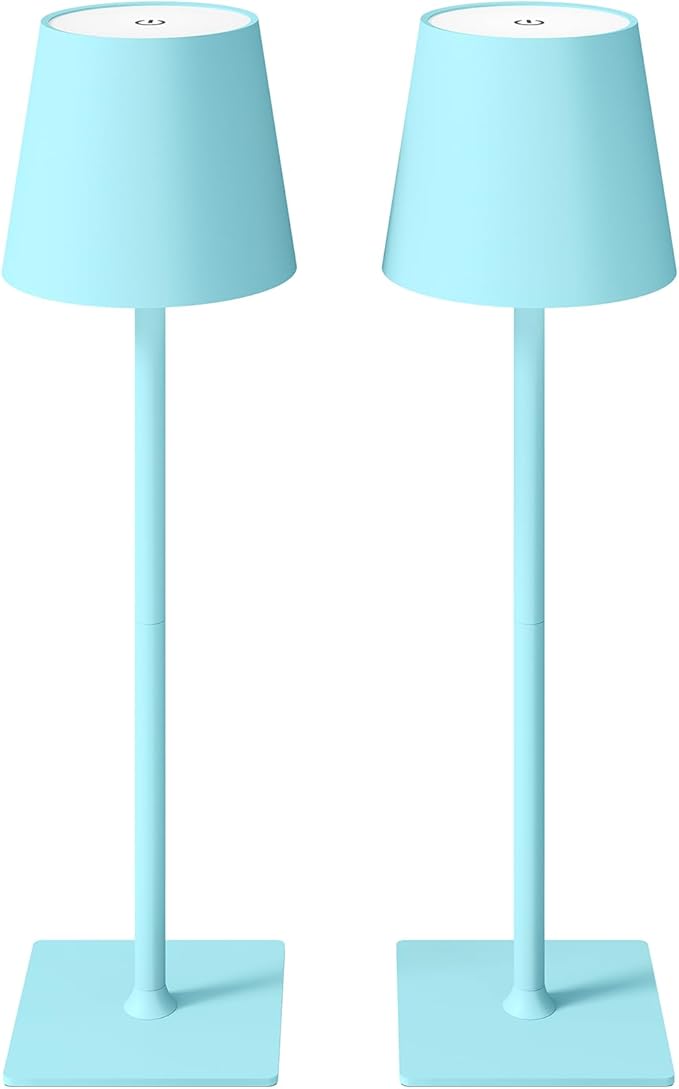2 Pack Cordless Table Lamps, 3 Colors Stepless Dimming, 5000mAh Rechargeable Battery LED Desk Lamp for Bedroom/Couple Dinner/Desk/Cafe/Dining Room/Terrace