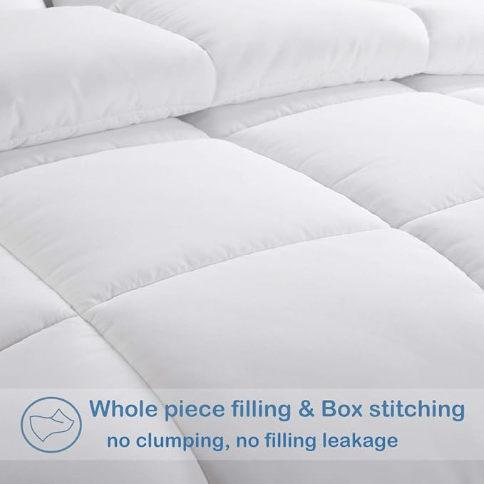 EASELAND Down Alternative Comforter California King - Quilted Duvet Insert for All Seasons, Soft Cozy with Corner Tabs, Summer Winter Warm Bedding, Pure White 96x104