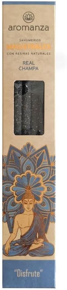 Sahumerios MAGISTRALES. Premium Incense. (Real Champa - Joy) Therapeutic. Natural Resins. Inspiring Messages in Each Box. Hand Made. Organic. 8 Count.