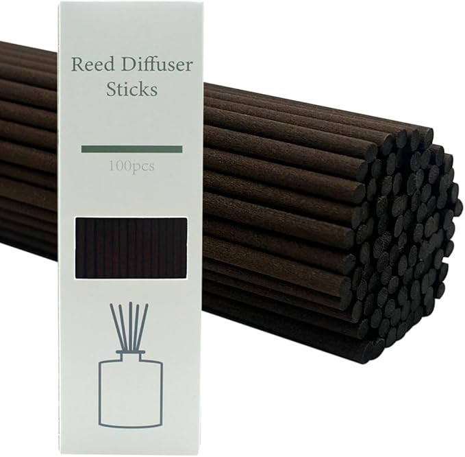 100PCS Aromatherapy Volatile Sticks，Reed Diffuser Sticks 3mm in Diameter, Rattan Wood Sticks Essential Oil Aroma Diffuser Sticks Refill Replacement for Aroma Fragrance (Brown, 8 in)