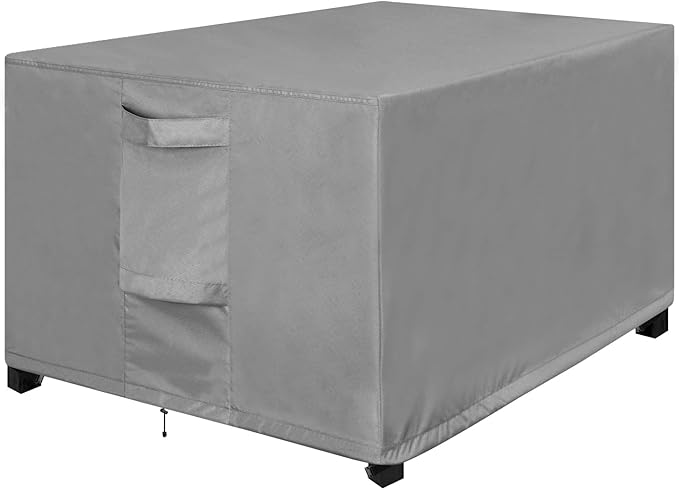 OutdoorLines Outdoor Waterproof Patio Ottoman Covers - Rectangle UV-Proof Patio Side Table Cover Windproof Heavy-Duty Furniture Covering Protector 34L x 24W x 17H Inch, Grey
