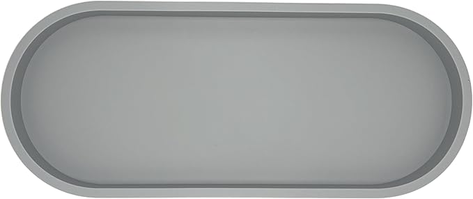 Happitasa Premium 12” x 5” Silicone Vanity Tray | Sink and Surface Organizer with Sturdy Non-Slip Base | Heat Safe, Dishwasher Safe (Grey)
