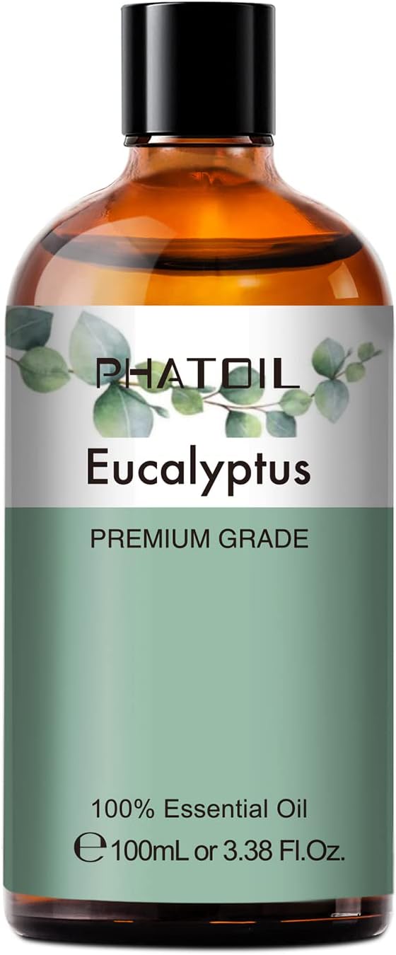 PHATOIL 100ML Eucalyptus Essential Oil, Eucalyptus Oil Essential Oils for Diffusers for Home, Soap Candle Making, Huge 3.38fl.oz Bottle