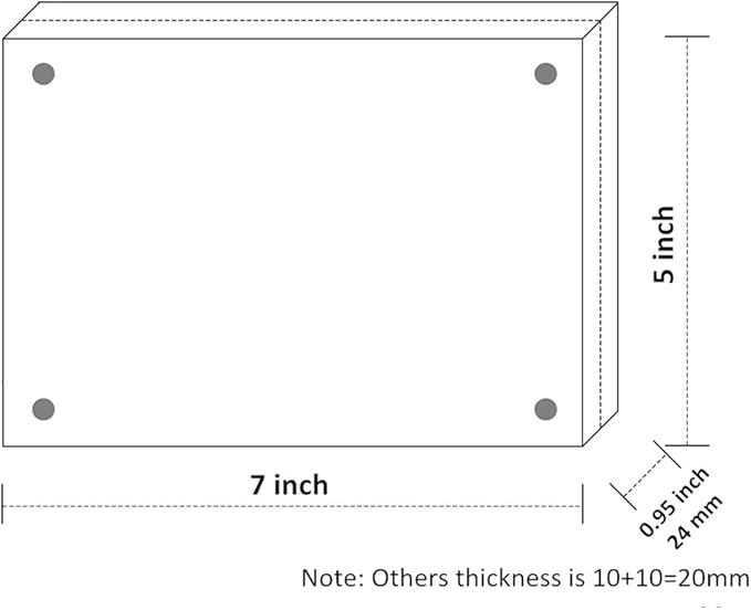 NIUBEE 5x7 Acrylic Picture Frame 5 Pack, 20% Thicker Block Clear Double Sided Photo Postcard Display