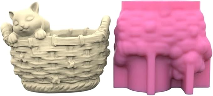 Woven Flower Basket Flower Pot Silicone Mold Succulent Planter Vase Concrete Mold Candle Jar Plaster Epoxy Resin Cement Clay Mould