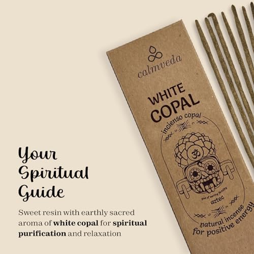 White Copal Incense Sticks - 40+ Sticks Thick, Natural Resin Insense & Clean Charcoal Free Made from Upcycled Flowers | Sweet Smelling Spiritual Inscents for Purification (Incienso De Copal)