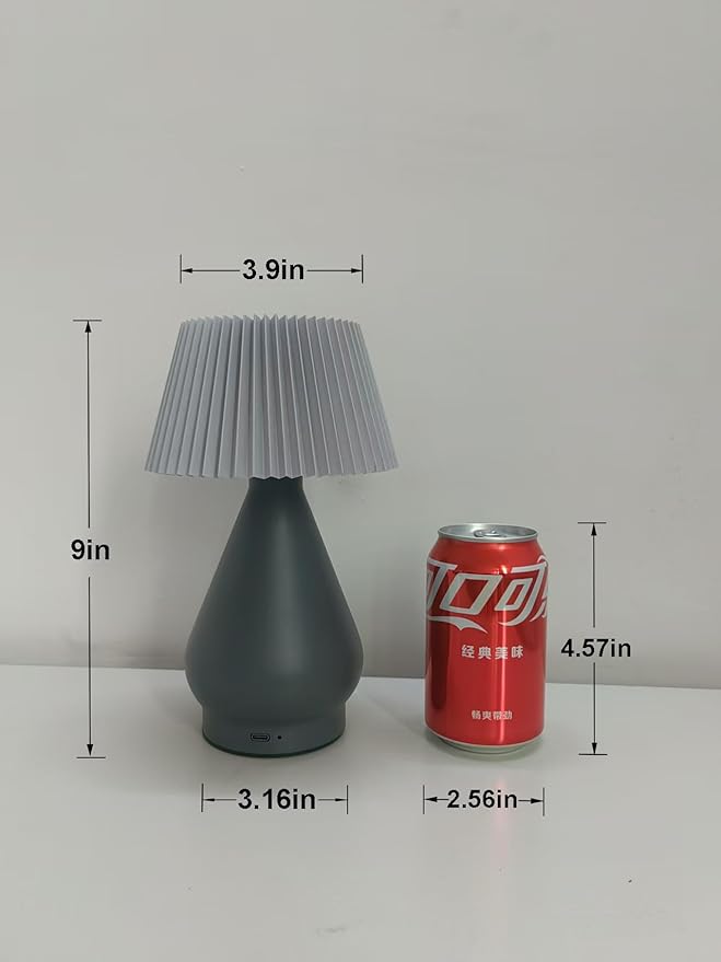 Wireless Charging LED Desk Lamp with Touch Control, 3 Color Options, Dimmable, Pleated Lampshade. Suitable for Dining Room, Bedroom, Office, Outdoor Camping