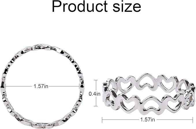 Silver Love Napkin Rings Set of 6, Valentine's Day Napkin Rings, Metal Heart Napkin Rings Holders for Valentine's Day, Mother's Day, Wedding, Anniversary Dinners, Parties Table Decoration
