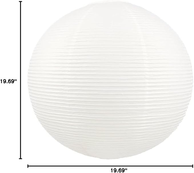 19.68" White Round Paper Lanterns, Chinese/Japanese Paper Lantern Pendant Light, Large HangingPaper Lamp Shade for Party Decoration, Home Decor Ceiling Lampshade(1 Pack)