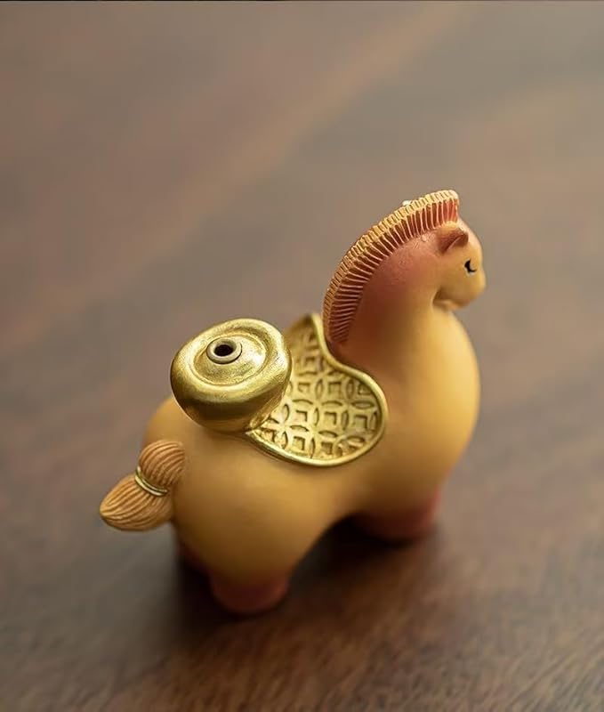 1pcs Money Coming Incense Holder, Chinese Style Auspicious Luck Ceramic Incense Burner for Home & Desk, Zen Meditation Altar Decor for Office, Tea Table, Mindful Gift Idea