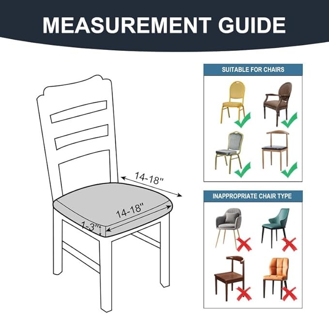 Genina Waterproof Dining Room Chair Cover Set of 4, Stretch Jacquard Seat Covers for Dining Room Chairs, Kitchen Parsons Chair Covers Slipcover Protector