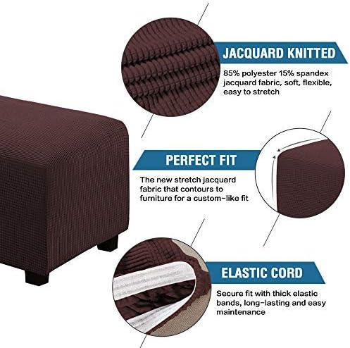 H.VERSAILTEX Ottoman Cover Slipcover Rectangle Fit Length 29'-34' Footrest Sofa Slipcovers Stool Cover Footstool Protector Covers Feature Stretch Thick Soft Jacquard Fabric Washable - Chocolate