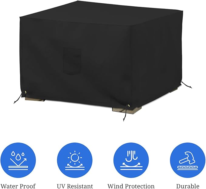 Covers & All Outdoor Ottoman Cover, 12 Oz PVC Polyester, Waterproof Ottoman Slipcover Resists Tear and UV, Square Patio Furniture Covers for Indoor/Outdoor Use (30" L x 30" W x 18" H, Blue)