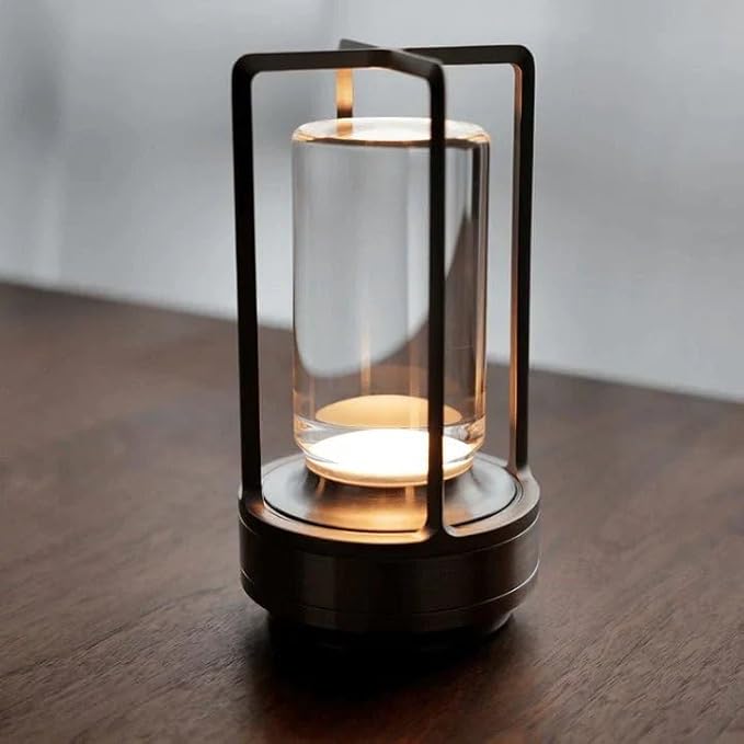 Klarako Crystal Lantern Lamp – Modern Cordless Rechargeable Bedside & Outdoor Light, Portable Wireless Lamp – Dimmable Touch Control – Luxury Living Room & Hotel-Style Lighting (Black, 5-Pack)