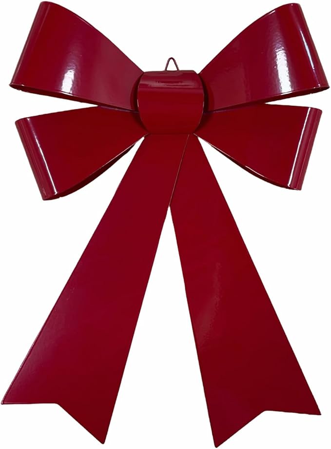 Large Wreaths Bow Red Christmas Tree Bows 9.4x12.5inch Metal Christmas Bow Decorations Hanging Xmas Tree Fence Railing Fireplace Christmas Tree Topper Ornament Indoor Outdoor Front Door Bows Decor