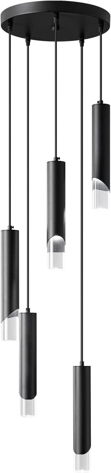 Modern Pendant Light Kitchen Light Fixture Dimmable LED Black Mini Pendant Lights Dinning Room Black Pendant Lighing for Kitchen Island Bedroom (5-Light)