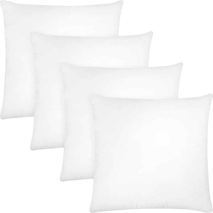 Covers & All Premium Square Throw Pillow Inserts with Covers Set of 4, 26 x 26 Inches White, Decorative Cushions for Couch Sofa Home Decor Office Travel UV Resistant Waterproof Soft Cushions Pillows