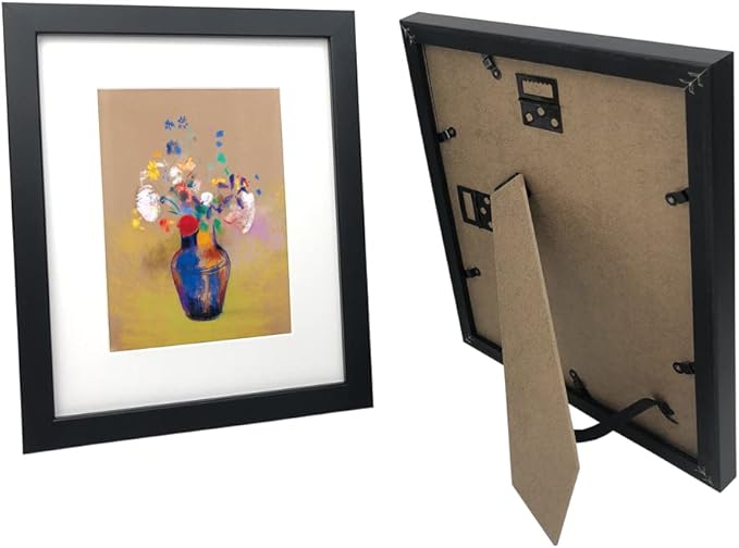 8x10 Picture Frame Set of 2 Made of Solid Wood Photo Frame with Real Glass for Pictures 5x7 with Mat or 8x10 Without Mat, Wall Mount or Tabletop Gallery Photo Frames in Black