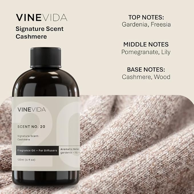 VINEVIDA [32 Fl Oz] Cashmere Fragrance Oil for Cold Air Diffusers, Essential Oils for Diffuser Oil Refill & Air Freshener Room Spray