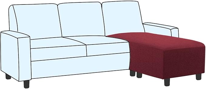 H.VERSAILTEX Ottoman and Sofa Seat Cushion Combined Cover Slipcover Rectangle Sofa Slipcover Fit Length 56'-75' Suitable for L Shaped Seat Cushion Cover or Chaise Part Cover Stretch Thick - Burgundy