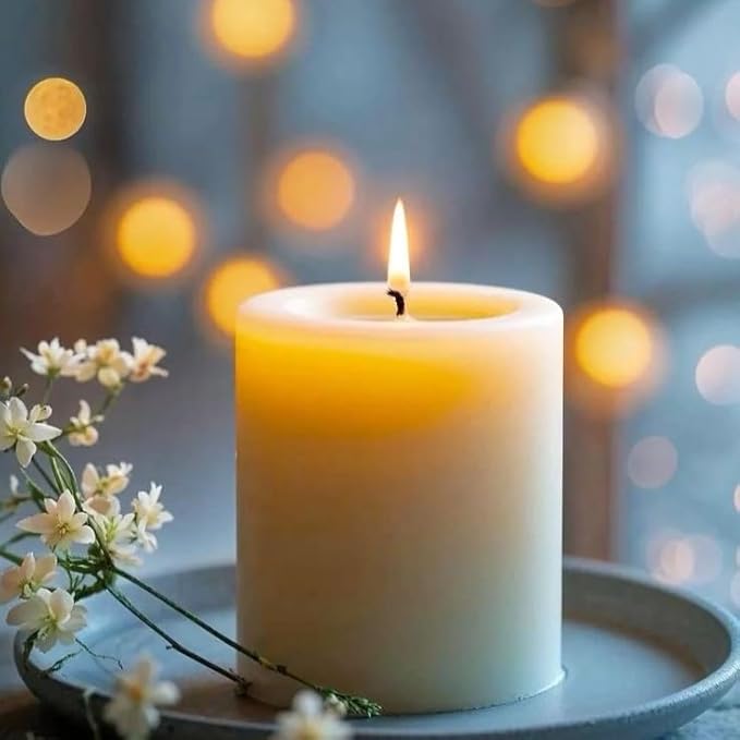 CW Studio 3 Pack 2.8x4 Inch Ivory Unscented Pillar Candles – Long 44 Hour Burn, Smokeless & Dripless – Premium Wax with Cotton Wick – Perfect for Weddings, Events, Home, Rustic & Elegant Décor