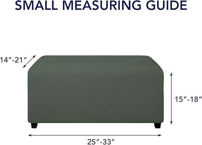 PureFit Super Stretch Soft Form Fit Ottoman Cover Rectangle - Ottoman Slipcovers for Foot Stool & Folding Storage Furniture for Living Room with Nonslip Elastic Bottom (Small, Grayish Green)