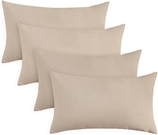 Covers & All Premium Square Throw Pillow Inserts with Covers Set of 4, 14 x 22 Inches Beige, Decorative Cushions for Couch Sofa Home Decor Office Travel UV Resistant Waterproof Soft Cushions Pillows