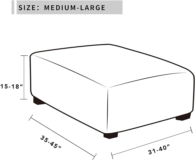 Easy-Going Stretch Square Ottoman Cover 40x40x15 inch Folding Storage Stool Furniture Protector Soft Rectangle slipcover with Elastic Bottom Beige