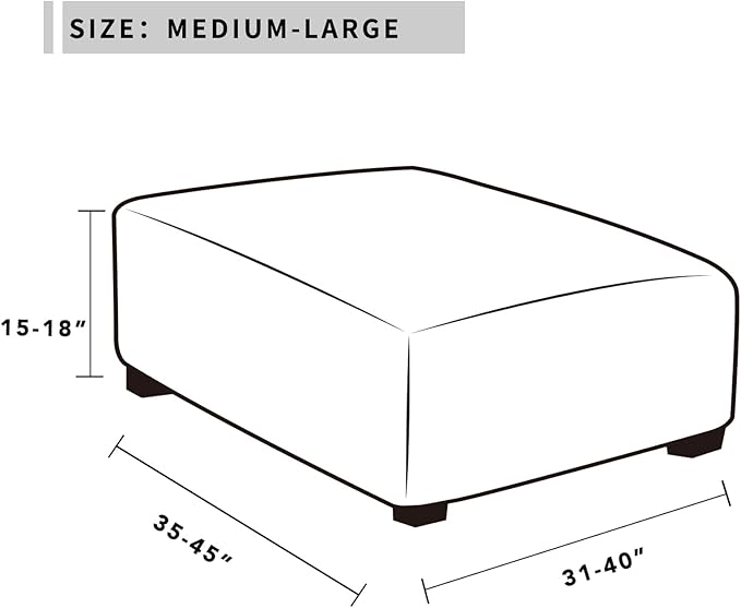 Easy-Going Stretch Square Ottoman Cover 40x40x15 inch Folding Storage Stool Furniture Protector Soft Rectangle slipcover with Elastic Bottom Grey
