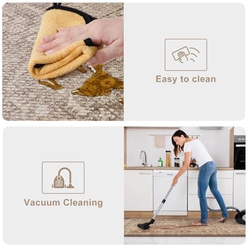 KIMODE Kitchen Mats Cushioned Anti Fatigue, Summer Boho Distressed Kitchen Rugs Sets of 2, Padded Kitchen Floor Mats, Non Slip Standing Mats for Sink Laundry Office Desk Brown 20"x71"+20"x32"