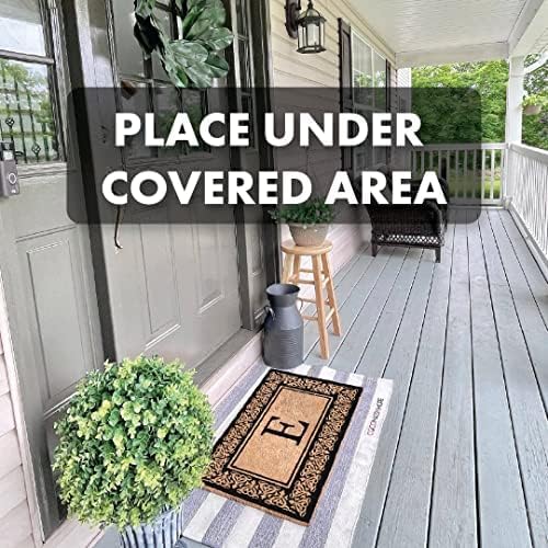 COCO MATS 'N MORE Personalized Door Mat with Monogram for Outdoor Indoor - Non-Slip Coco Coir Front Doormat with Vinyl Backing, Wedding, Housewarming New Home (Blooming Heart, 14" x 22")