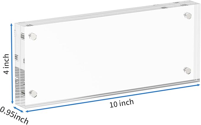 NIUBEE 4x10 Business License Frame, Clear Acrylic Panoramic Photograph Picture Frame with Gift Box Package
