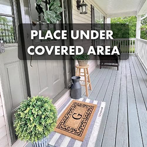 COCO MATS 'N MORE Personalized Door Mat with Monogram for Outdoor Indoor - Non-Slip Coco Coir Front Doormat with Vinyl Backing, Wedding, Housewarming New Home (Rolling Scroll, 14" x 22")