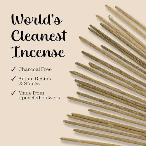 White Copal Incense Sticks - 40+ Sticks Thick, Natural Resin Insense & Clean Charcoal Free Made from Upcycled Flowers | Sweet Smelling Spiritual Inscents for Purification (Incienso De Copal)