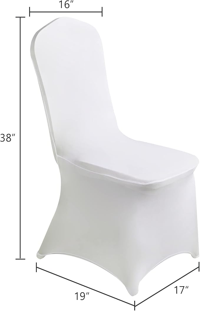 SuperO Waterproof Spandex Chair Cover 100PCS, Stretch Dining Chair Covers, Polyester Outdoor Chair Covers, Protector Stretch Chair Cover for Party Universal, Banquet, Wedding Event, Hotel(White)
