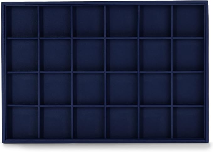 Oirlv Stackable Premium Leather Jewelry Trays 24 Grid Jewelry Organizer for Drawer Rings Earrings Holder Organizer