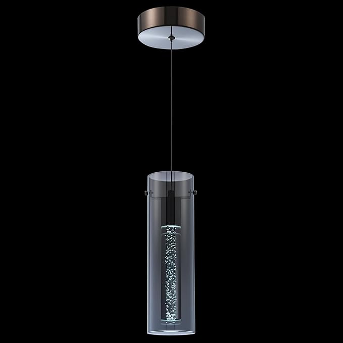 Modern Pendant Lights Kitchen Island, Anti-Glare Grey Glass Pendant Light Fixtures, Kitchen Lights for Dining Room
