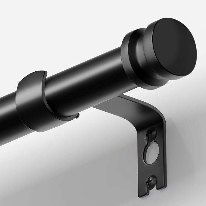 Sturdy Durable Curtain Rod:Black Curtain Rods for Windows 36-72 Inch,Adjustable Heavy Duty Curtains Rod for Bedroom/Kitchen/Dorm/Apartment/Door,Small Modern Decorative Drapery Rods (All-Metal)