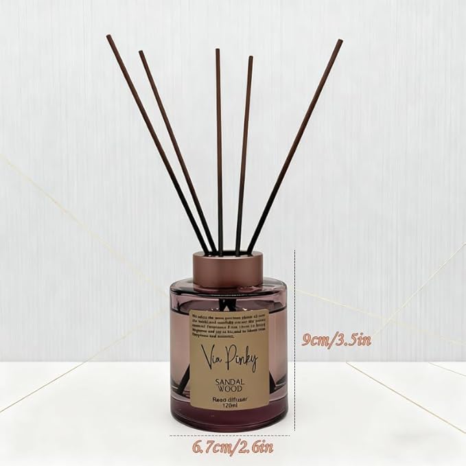 Sandalwood Reed Diffuser 120ml – Warm Woody Home Fragrance, Aromatherapy, Long-Lasting Fragrance, Room Decor Gift