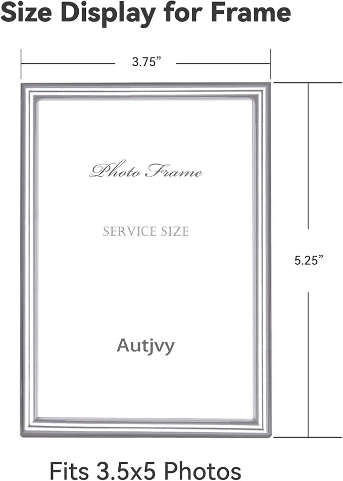 3.5x5 Picture Frame Silver Brushed Modern Simple Thin Aluminum Metal Photo Frame with HD Real Glass, Display for Tabletop and Wall Collage. (2 Pack)