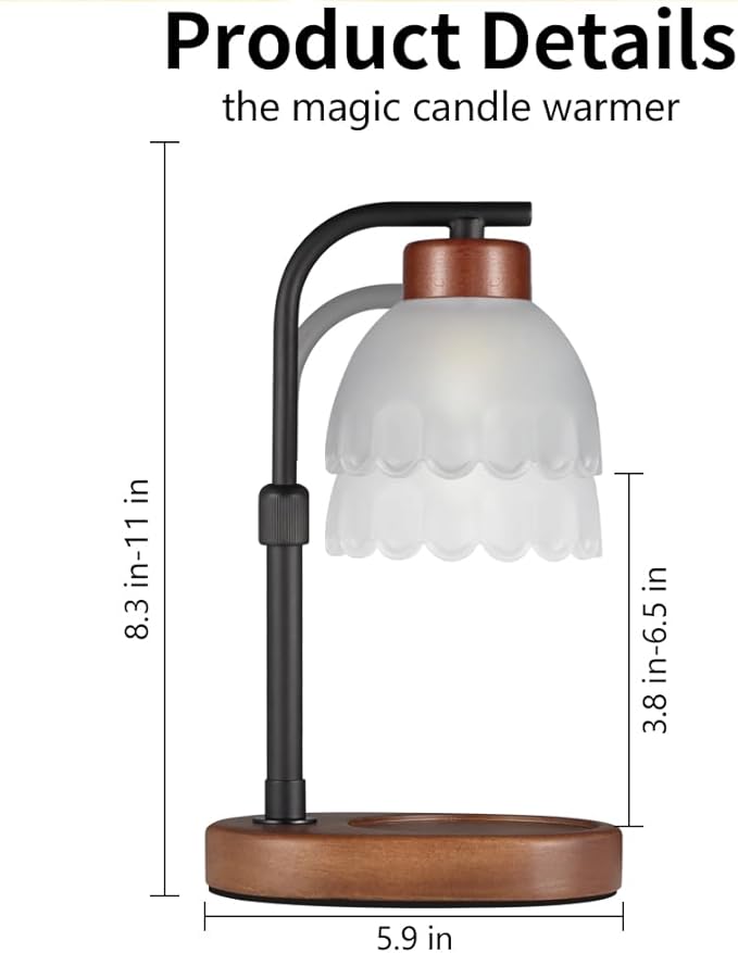 Dimmable Candle Warmer Lamp Adjustable Height Electric Wax Warmer for Jar Scented Candles Wax Melt Desk Light Suitable for Home Decor Christmas Birthday Gift for Women Mom